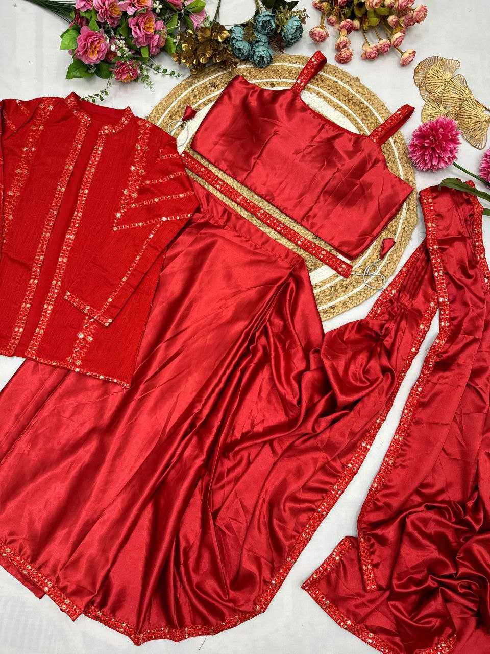 Ynf Satin Silk KESH516 9248 Sarees Wholesale Ready To Wear Sarees Party Wear Sarees Fancy Sarees Embroidered Sarees Manufacturer