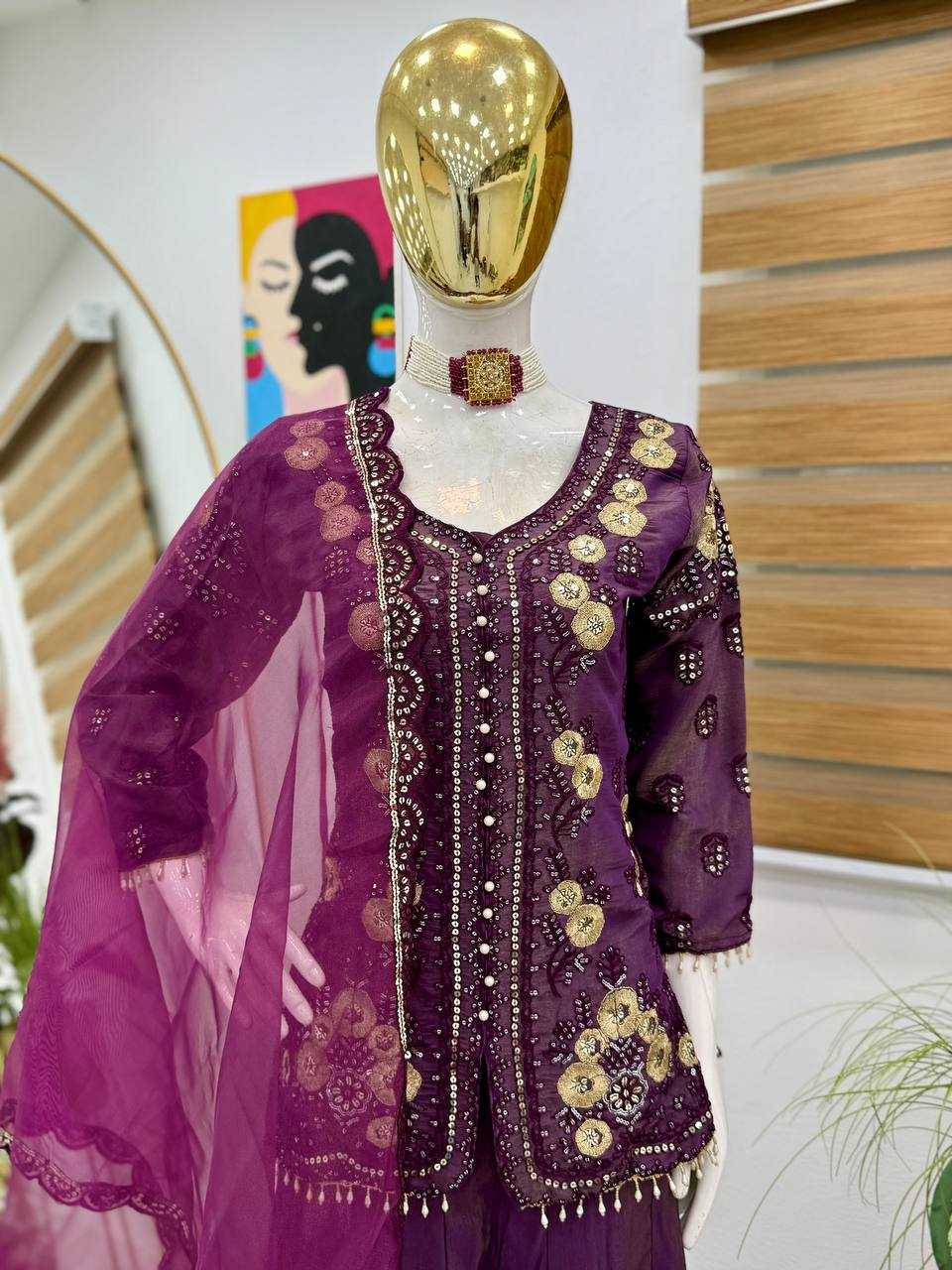Ynf Shimmer silk KESH158 9012 Suits & Dresses Wedding Collections Festive Collections Wholesale Palazzo Suit Ladies Silk Suit Wedding Outfits Manufacturer