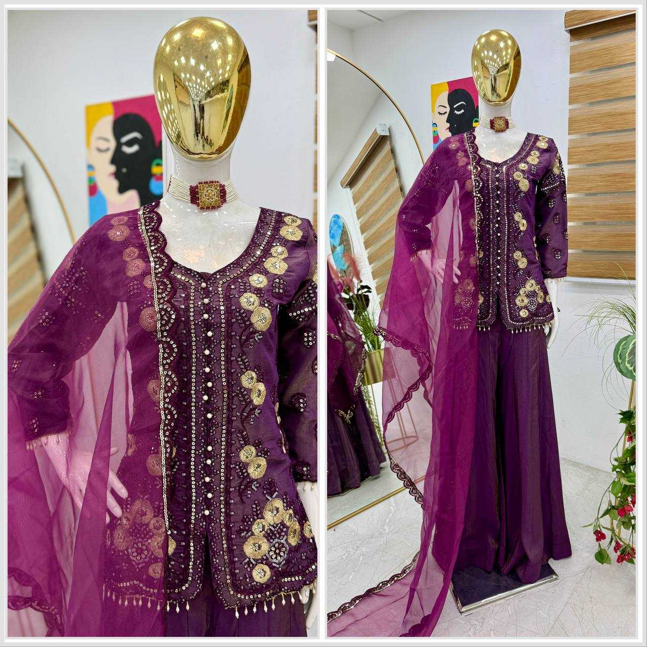 Ynf Shimmer silk KESH158 9012 Suits & Dresses Wedding Collections Festive Collections Wholesale Palazzo Suit Ladies Silk Suit Wedding Outfits Manufacturer