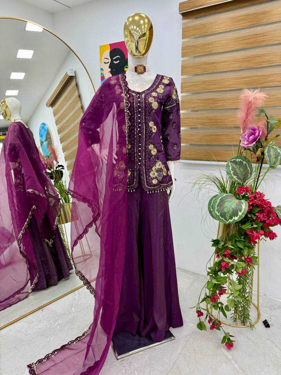 Ynf Shimmer silk KESH158 9012 Suits & Dresses Wedding Collections Festive Collections Wholesale Palazzo Suit Ladies Silk Suit Wedding Outfits Manufacturer