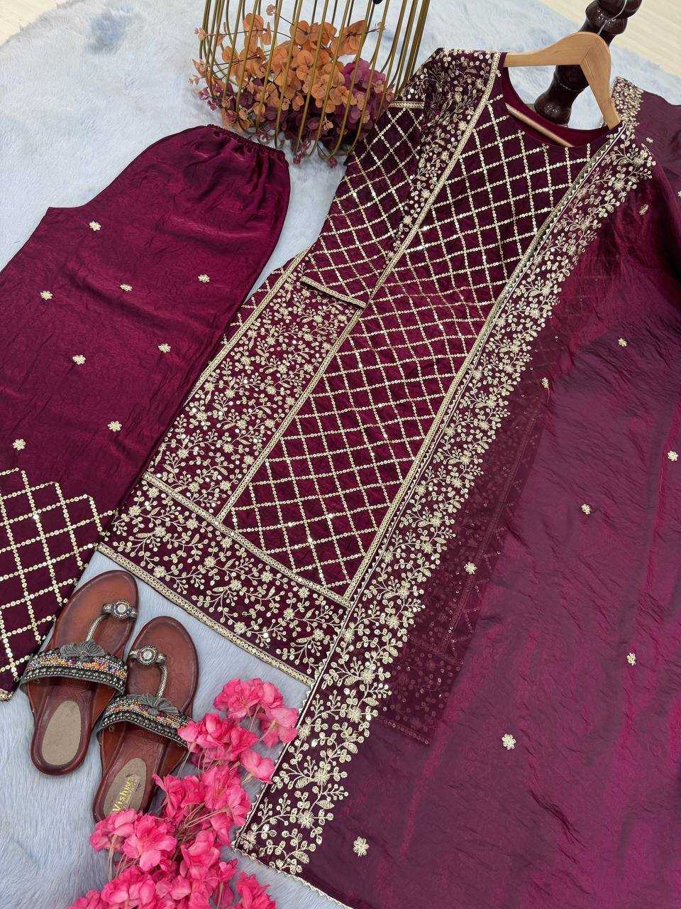 Ynf Silk KESH141 1088 Suits & Dresses Wholesale Palazzo Suit Designer Suits Silk Suits Manufacturer