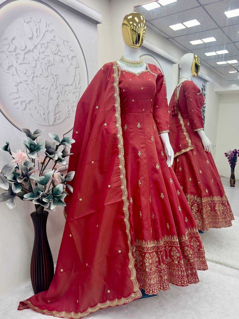 Ynf Silk KESH490 653 Gowns Wholesale Fancy Gowns Embroidery Gowns Party Gowns Manufacturer
