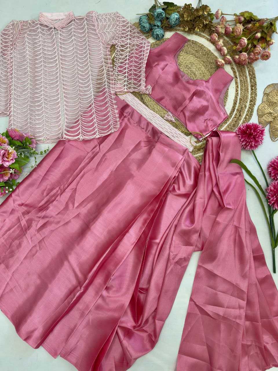 Ynf Silk KESH516 9263 Sarees Wholesale Ready To Wear Sarees Party Wear Sarees Fancy Sarees Saree with Belt Saree with Jacket Manufacturer