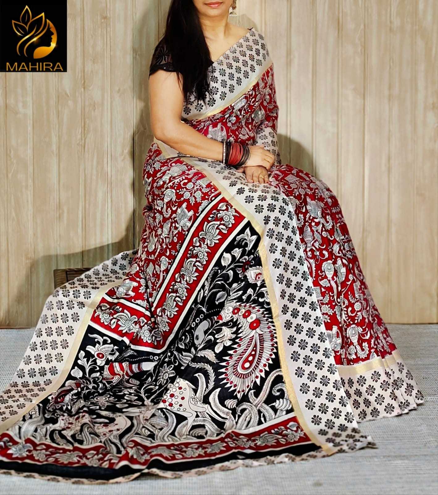 Ynf Silk RIN203 maheshwari Silk Sarees Festive Collections Wholesale Designer Silk Sarees Kalamkari Silk Sarees Mahashivratri Collections Manufacturer