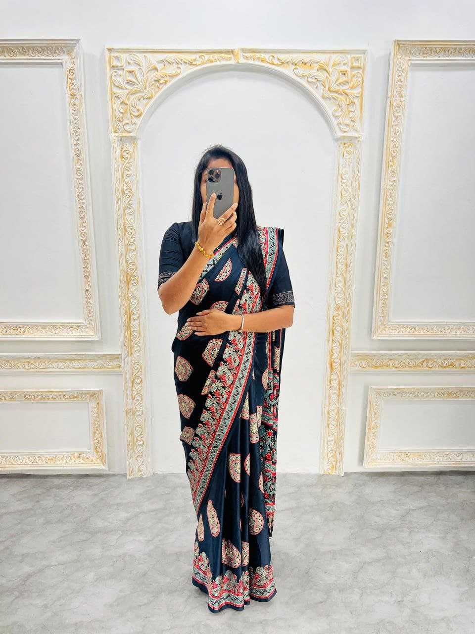 Ynf Silk RIN207 2246 Sarees Silk Sarees Wholesale Designer Sarees Crape Satin Sarees Gajji Modal Sarees Manufacturer