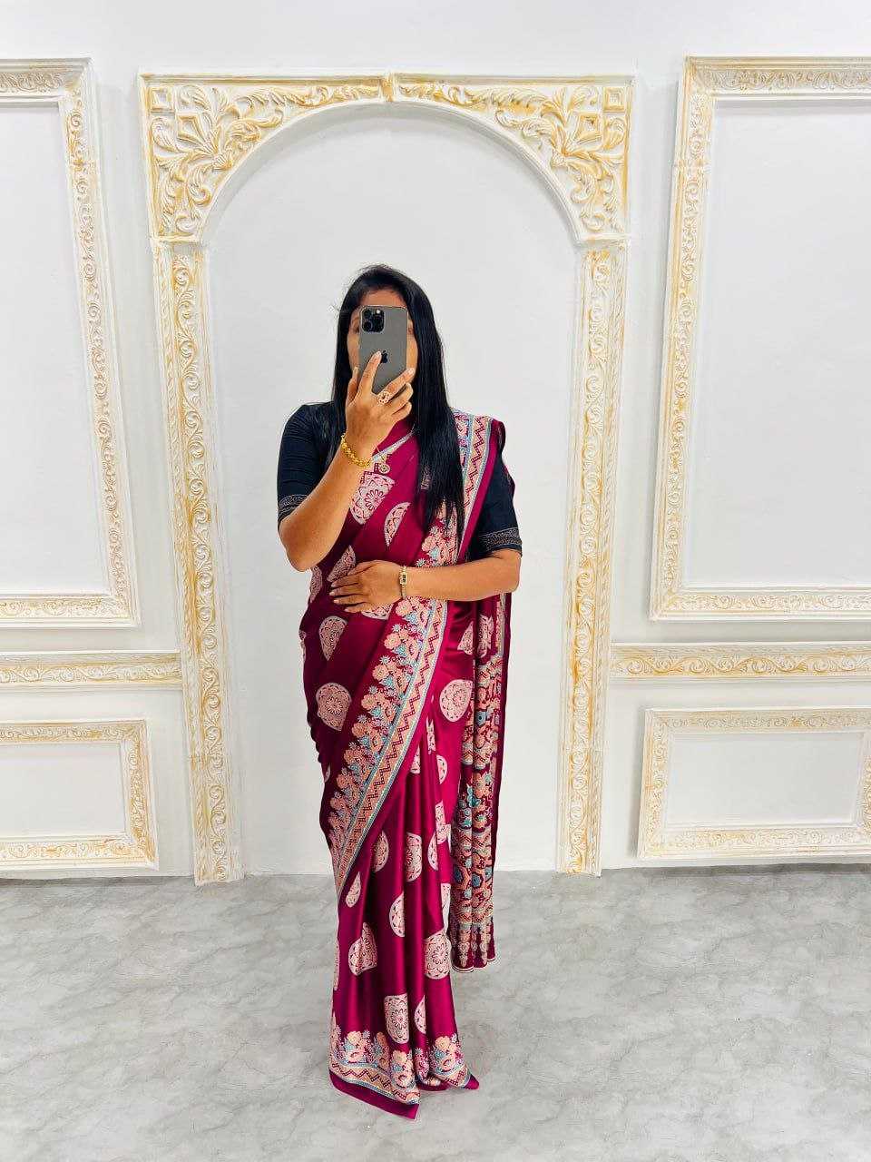 Ynf Silk RIN207 2246 Sarees Silk Sarees Wholesale Designer Sarees Crape Satin Sarees Gajji Modal Sarees Manufacturer