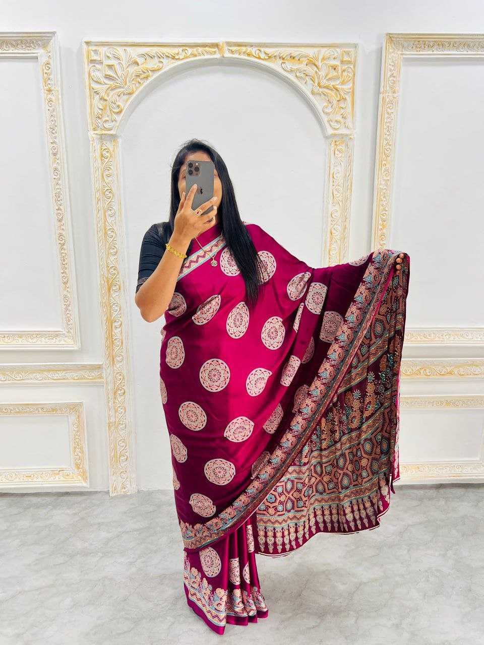 Ynf Silk RIN207 2246 Sarees Silk Sarees Wholesale Designer Sarees Crape Satin Sarees Gajji Modal Sarees Manufacturer