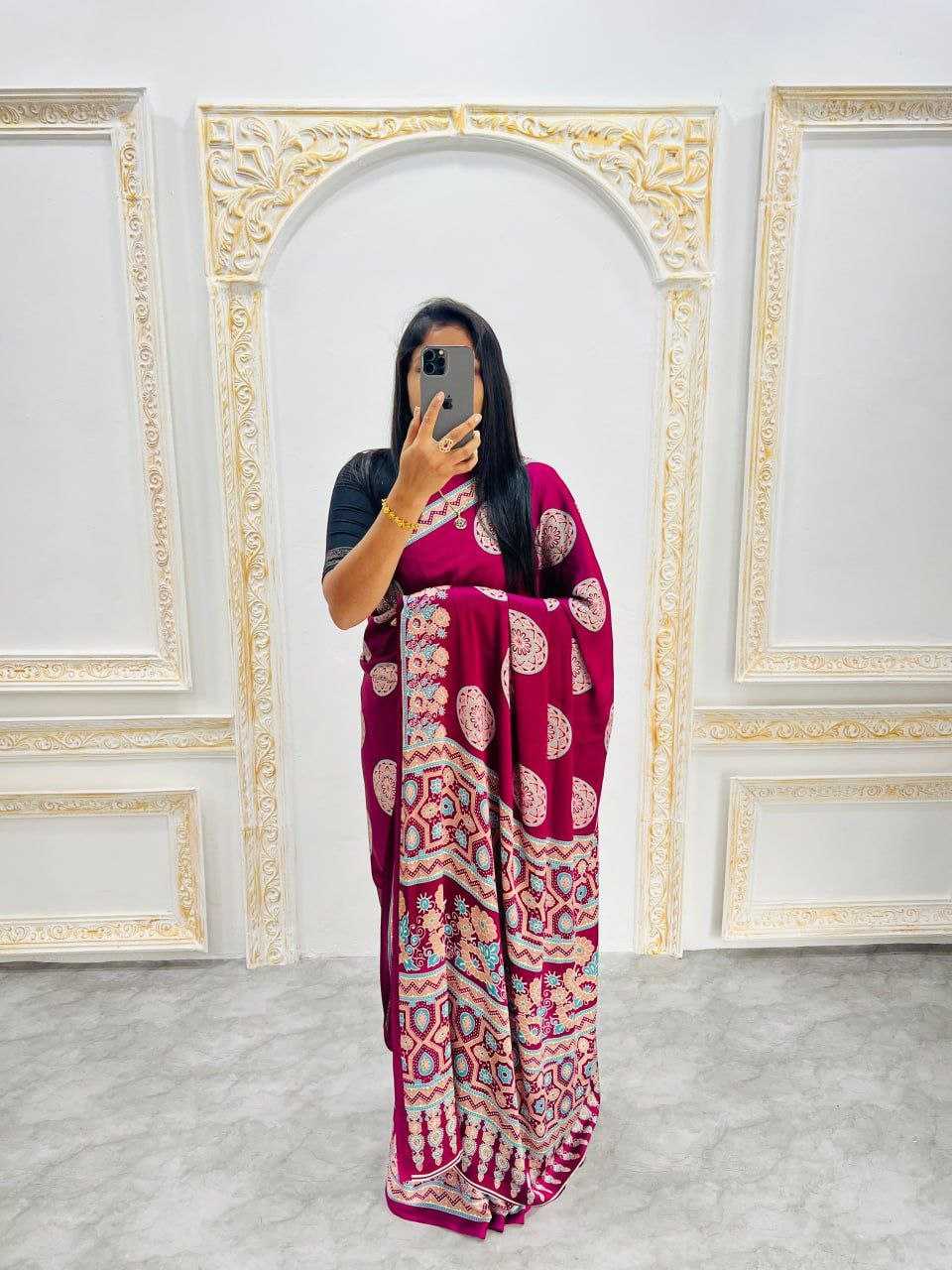 Ynf Silk RIN207 2246 Sarees Silk Sarees Wholesale Designer Sarees Crape Satin Sarees Gajji Modal Sarees Manufacturer