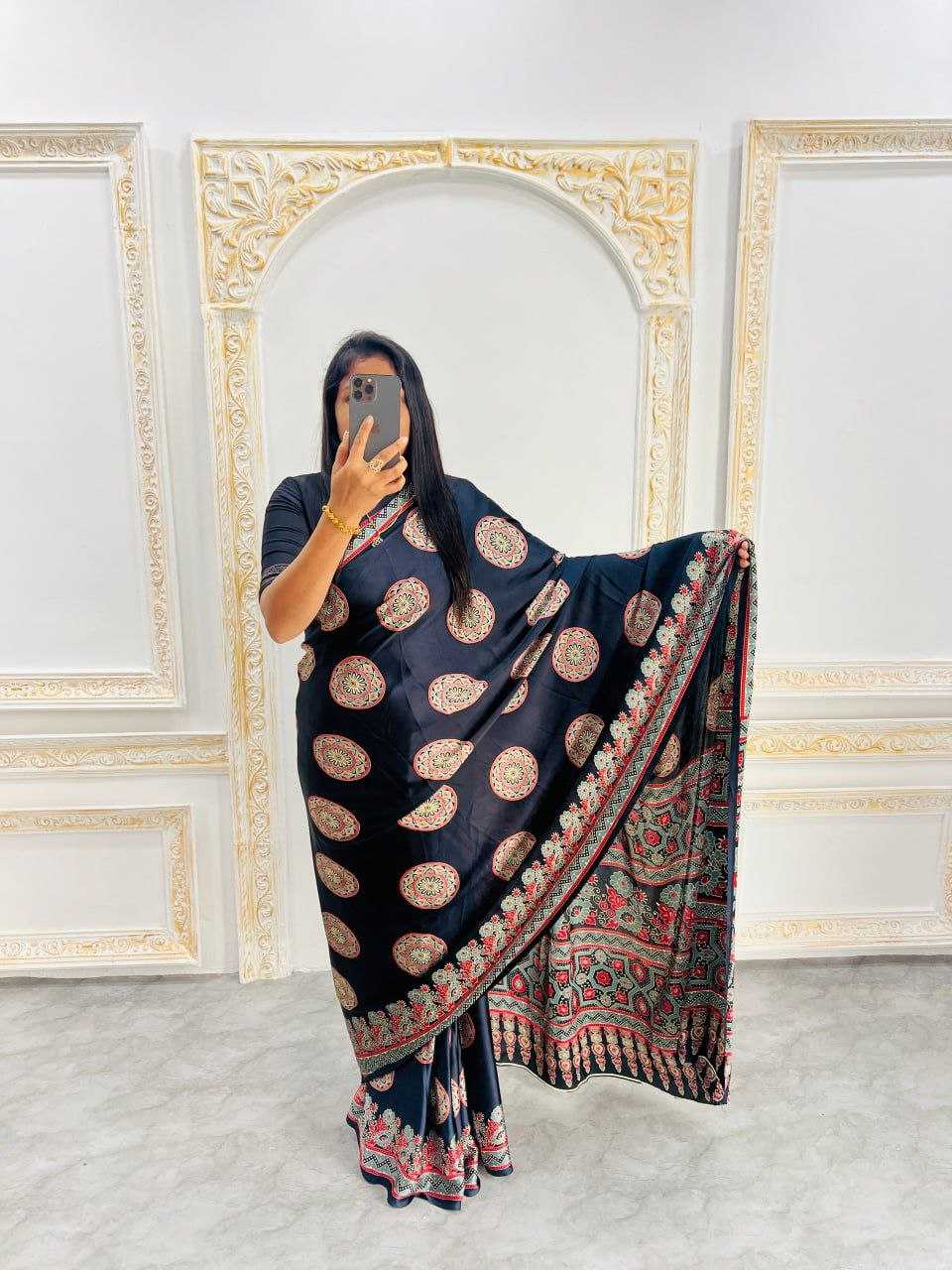 Ynf Silk RIN207 2246 Sarees Silk Sarees Wholesale Designer Sarees Crape Satin Sarees Gajji Modal Sarees Manufacturer