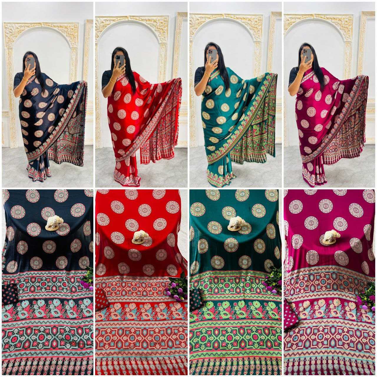 Ynf Silk RIN207 2246 Sarees Silk Sarees Wholesale Designer Sarees Crape Satin Sarees Gajji Modal Sarees Manufacturer