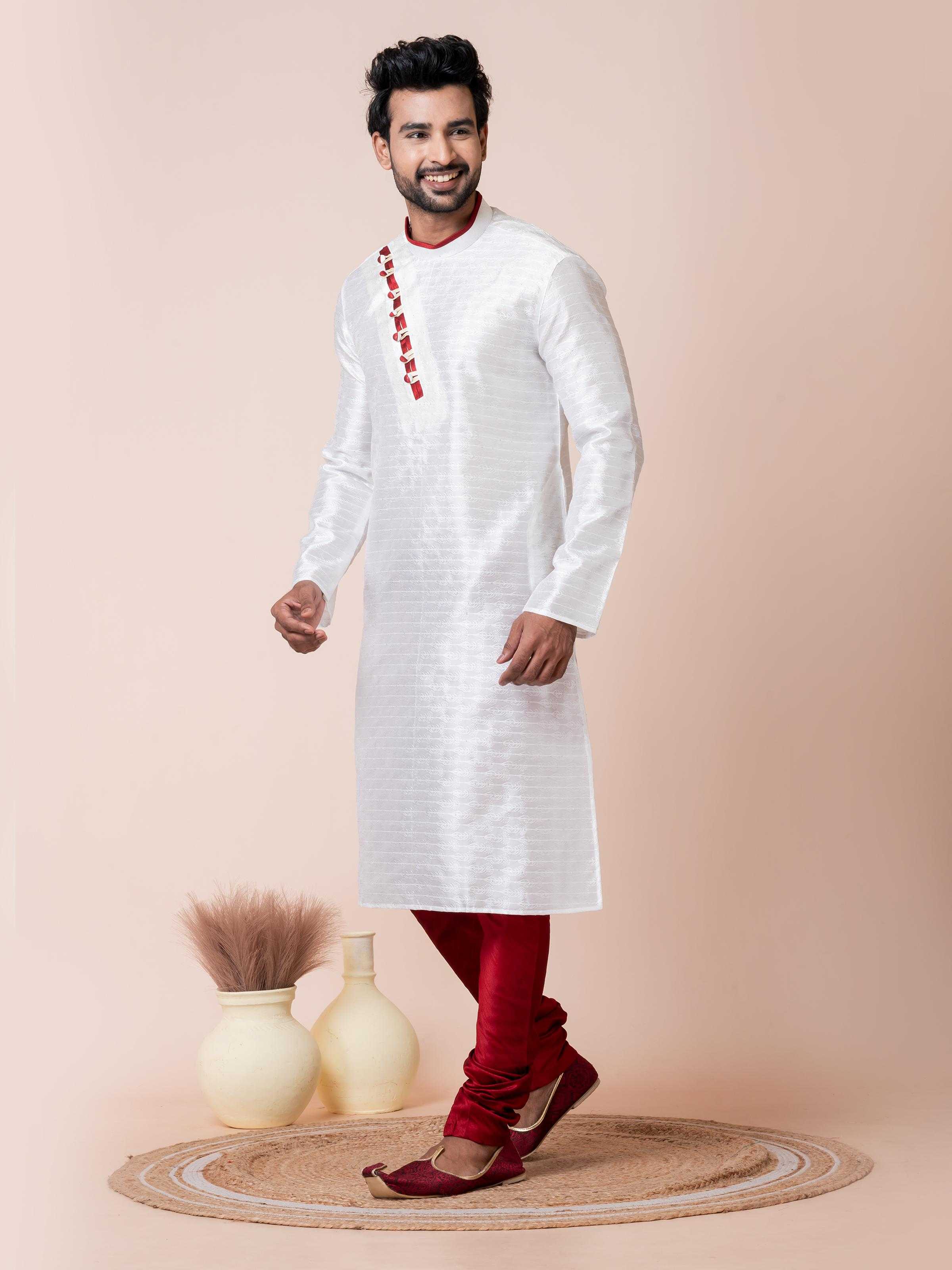 Ynf Silk RIN223 3486A Mens Wear Festive Collections Wholesale Mens Kurtas Mens Kurta Pyjama Onam Collections Manufacturer