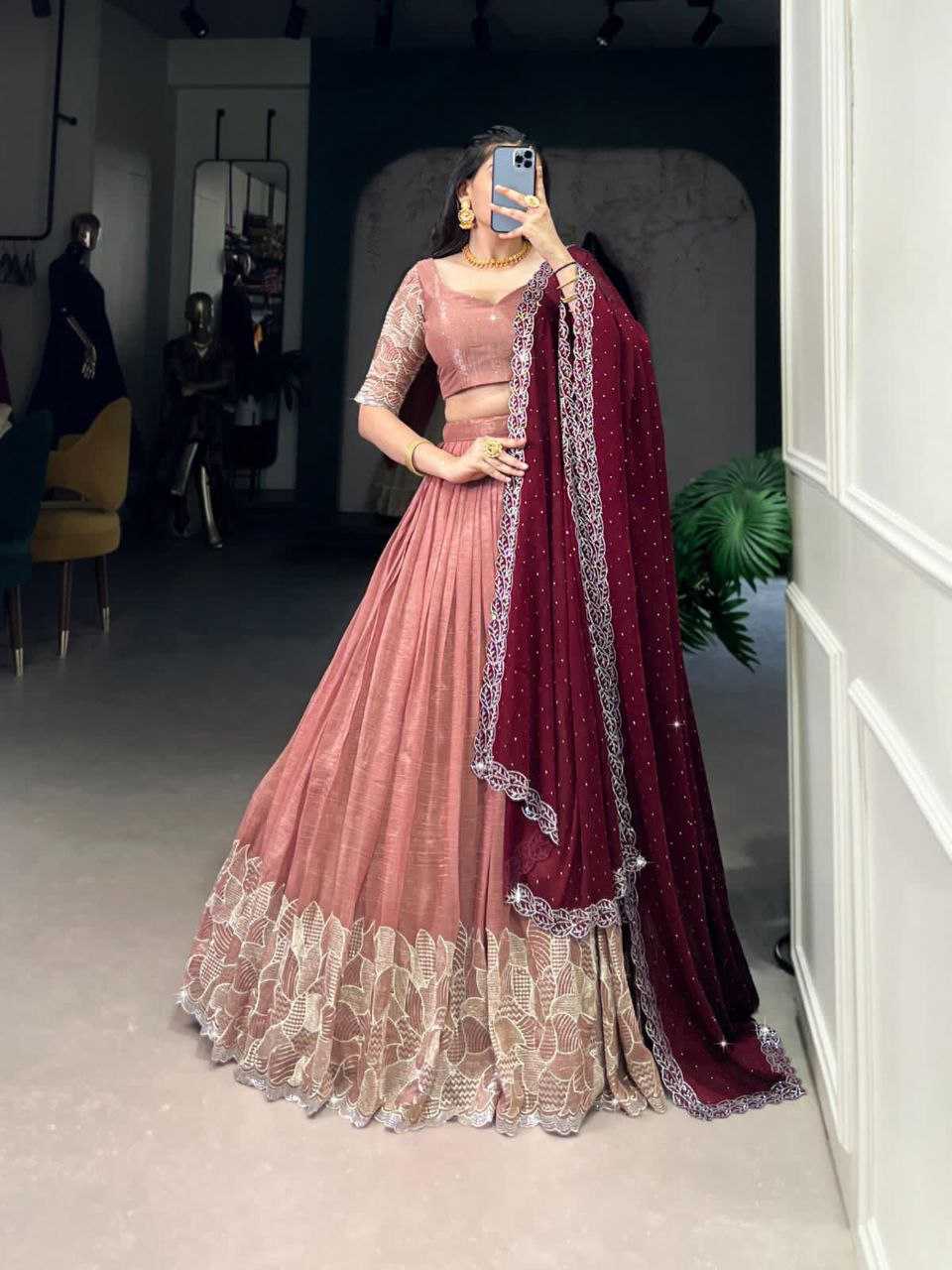 Ynf Silver Plated KESH495 Silver Glosy Lehengas Wedding Collections Wholesale Lehenga For Engagement Sangeet Outfits Manufacturer
