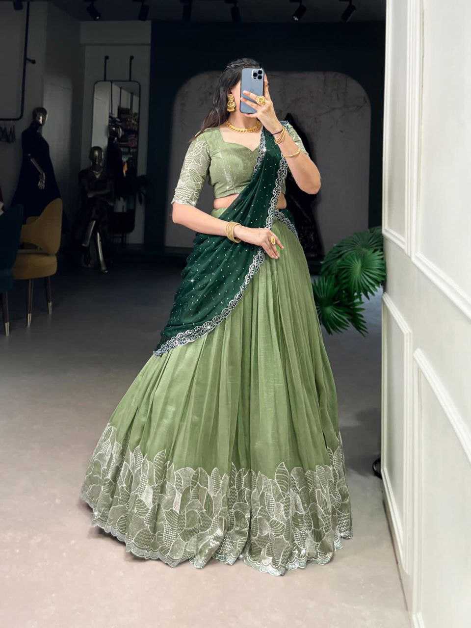 Ynf Silver Plated KESH495 Silver Glosy Lehengas Wedding Collections Wholesale Lehenga For Engagement Sangeet Outfits Manufacturer