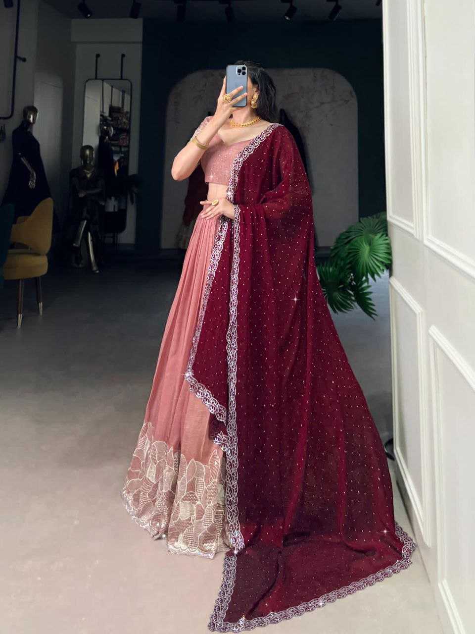 Ynf Silver Plated KESH495 Silver Glosy Lehengas Wedding Collections Wholesale Lehenga For Engagement Sangeet Outfits Manufacturer