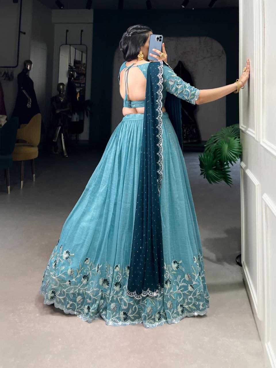 Ynf Silver Plated KESH495 Silver Glosy Lehengas Wedding Collections Wholesale Lehenga For Engagement Sangeet Outfits Manufacturer