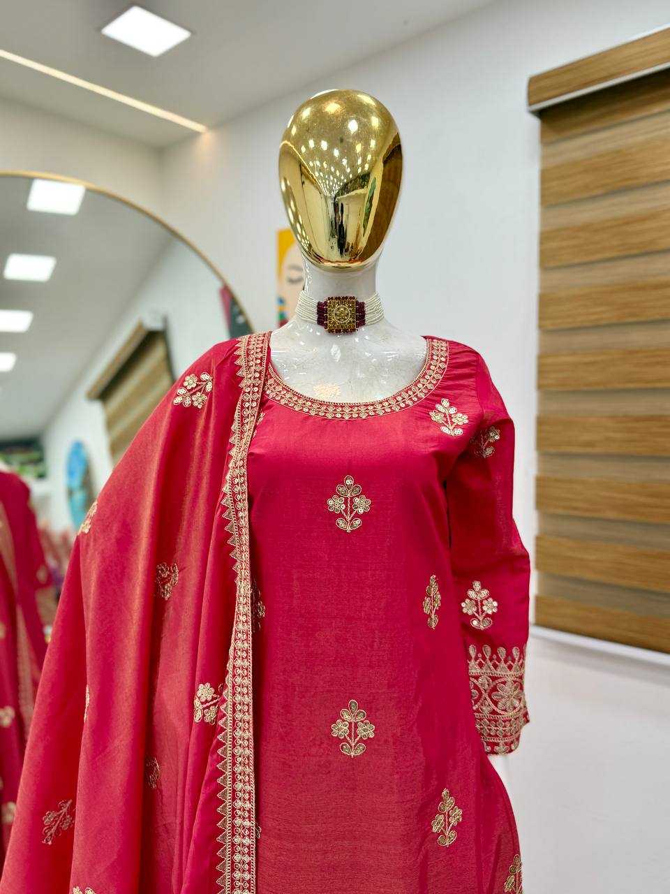 Ynf Simar silk KESH158 9022 Suits & Dresses Wedding Collections Festive Collections Wholesale Embroidery Suits Palazzo Suit Ladies Silk Suit Manufacturer