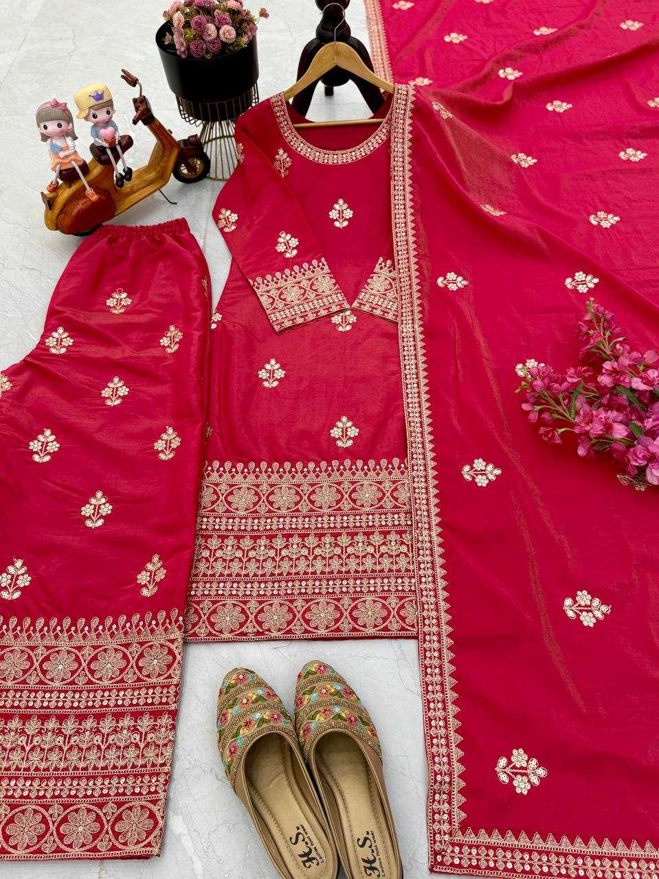 Ynf Simar silk KESH158 9022 Suits & Dresses Wedding Collections Festive Collections Wholesale Embroidery Suits Palazzo Suit Ladies Silk Suit Manufacturer