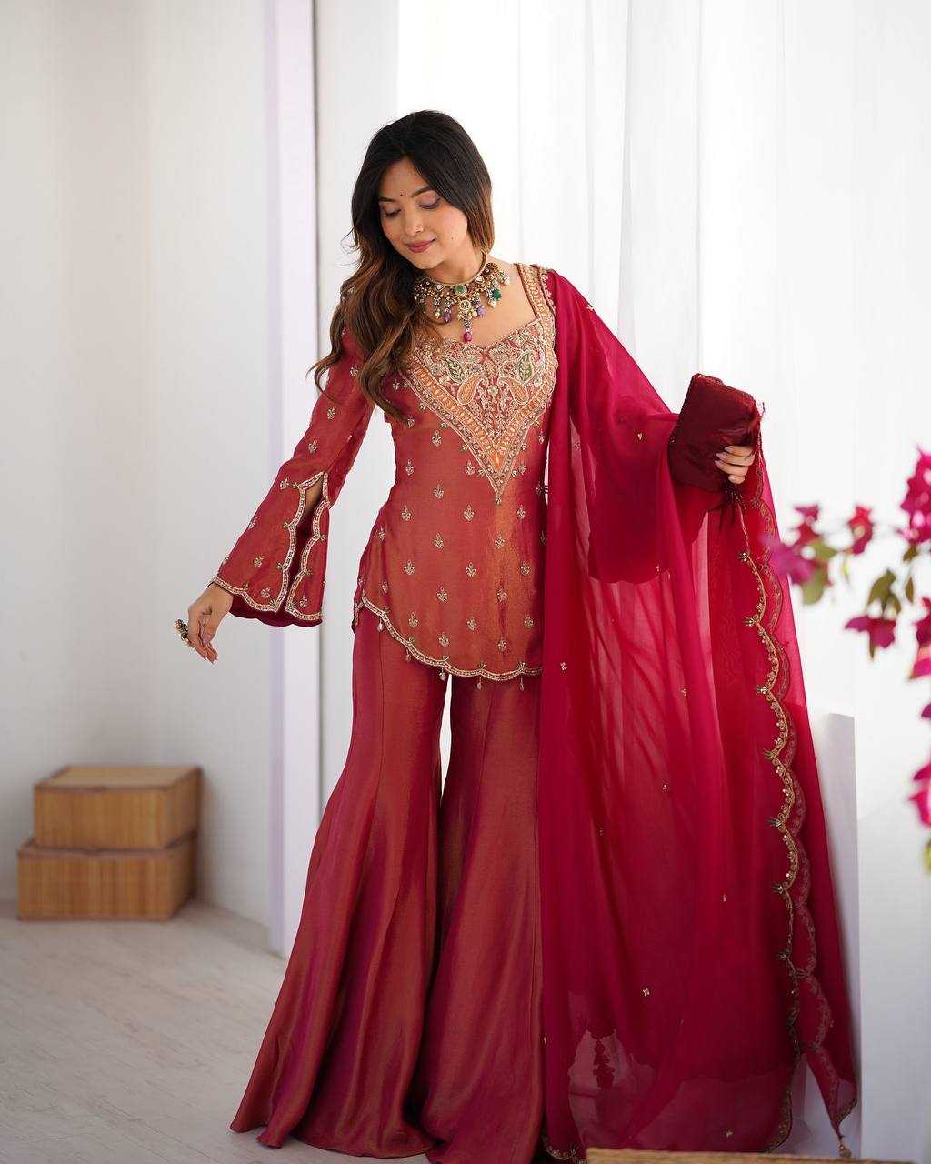 Ynf Simar silk KESH499 852 Suits & Dresses Wholesale Embroidery Suits Palazzo Suit Ladies Salwar Suits Manufacturer
