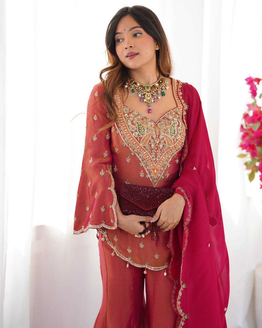 Ynf Simar silk KESH499 852 Suits & Dresses Wholesale Embroidery Suits Palazzo Suit Ladies Salwar Suits Manufacturer
