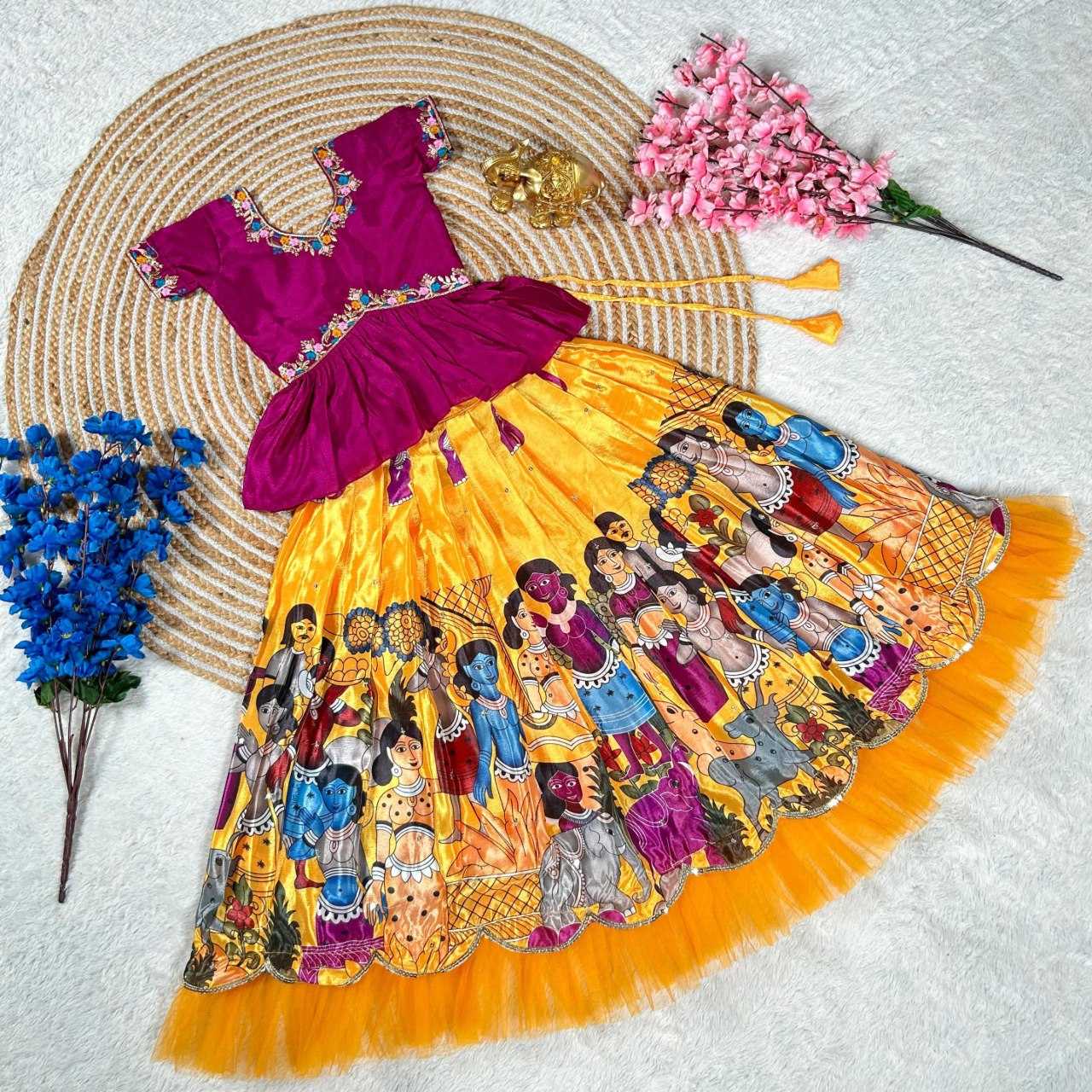 Ynf soft chinon KESH505 348 Kids Wear Wholesale Kids Lehenga Indian Wear For Kids Kids Lehenga Choli Manufacturer