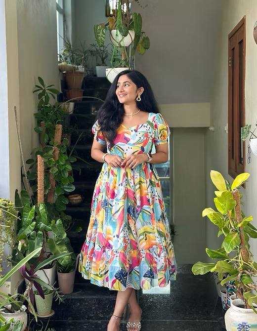 Ynf Soft Cotton RIN218 1070 Gowns Wedding Collections Festive Collections Wholesale Printed Gowns Party Gowns Indo-Western Gowns Manufacturer