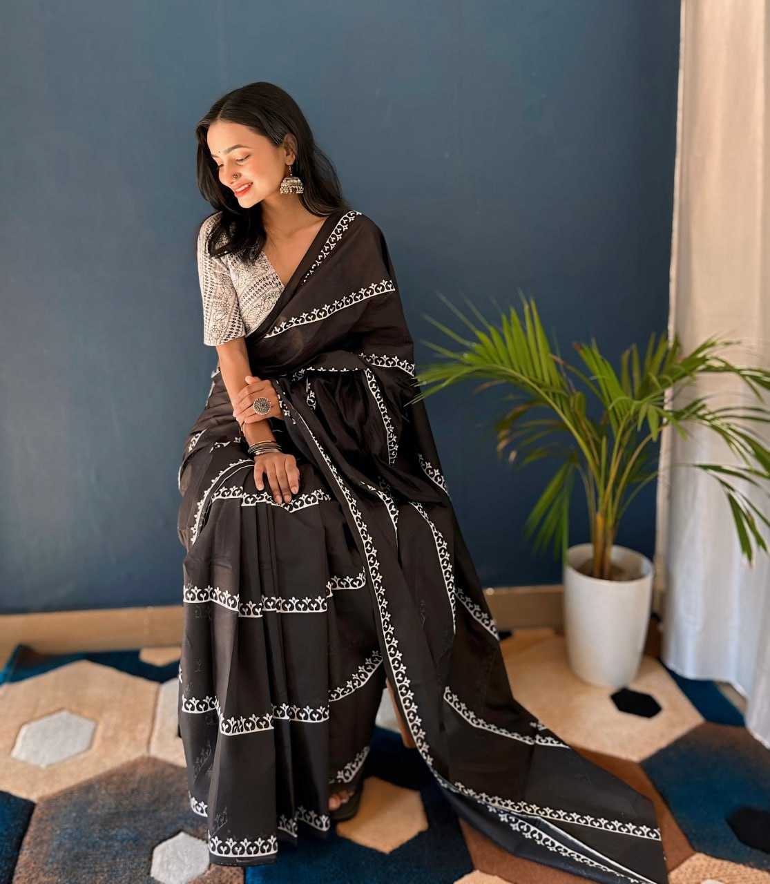 Ynf Soft Cotton RIN229 102 Sarees Wedding Collections Festive Collections Wholesale Black Sarees Cotton Sarees Sarees With Blouse Manufacturer