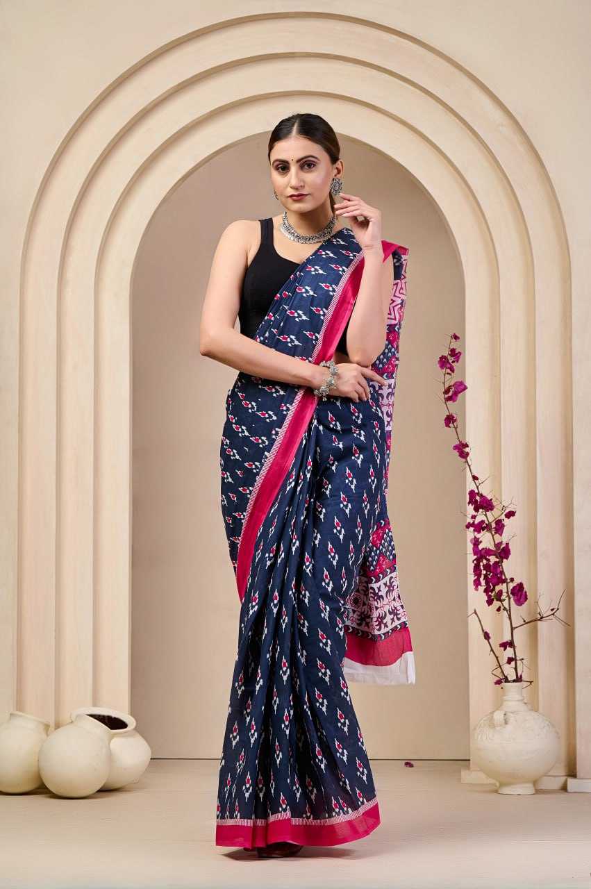 Ynf Soft Cotton RIN229 105 Sarees Wholesale Printed Sarees Cotton Linen Sarees Ladies Sarees Ikkat Saree Manufacturer