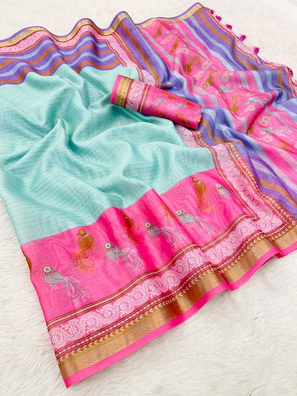Ynf Soft Cotton Silk RIN203 tassels Silk Sarees Wedding Collections Festive Collections Wholesale Printed Silk Saree Designer Silk Sarees Cotton Silk Sarees Manufacturer