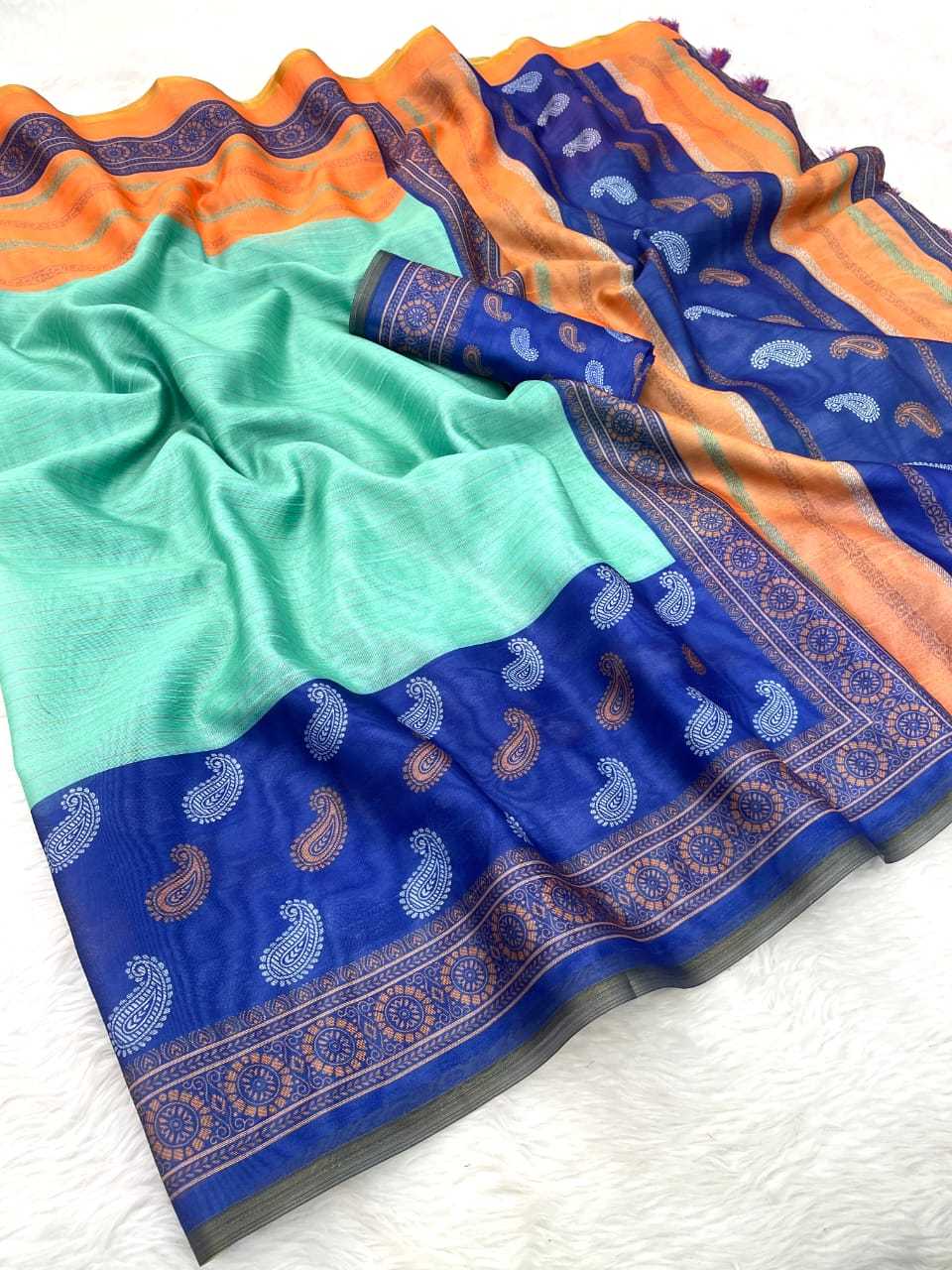 Ynf Soft Cotton Silk RIN203 tassels Silk Sarees Wedding Collections Festive Collections Wholesale Printed Silk Saree Designer Silk Sarees Cotton Silk Sarees Manufacturer