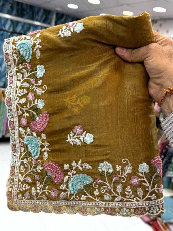 Ynf Soft Gold Crush KESH114 6744 Sarees Wedding Collections Festive Collections Wholesale Sequence Sarees Embroidered Sarees Stone Work Saree Manufacturer