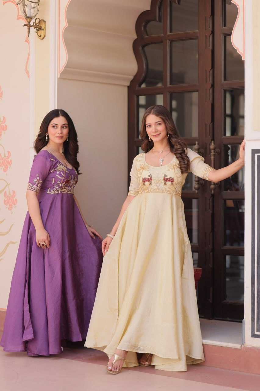 Ynf Soft Gold Crush KESH489 1176 Gowns Wedding Collections Festive Collections Wholesale Embroidery Gowns Party Wear Gowns Designer Gowns Manufacturer