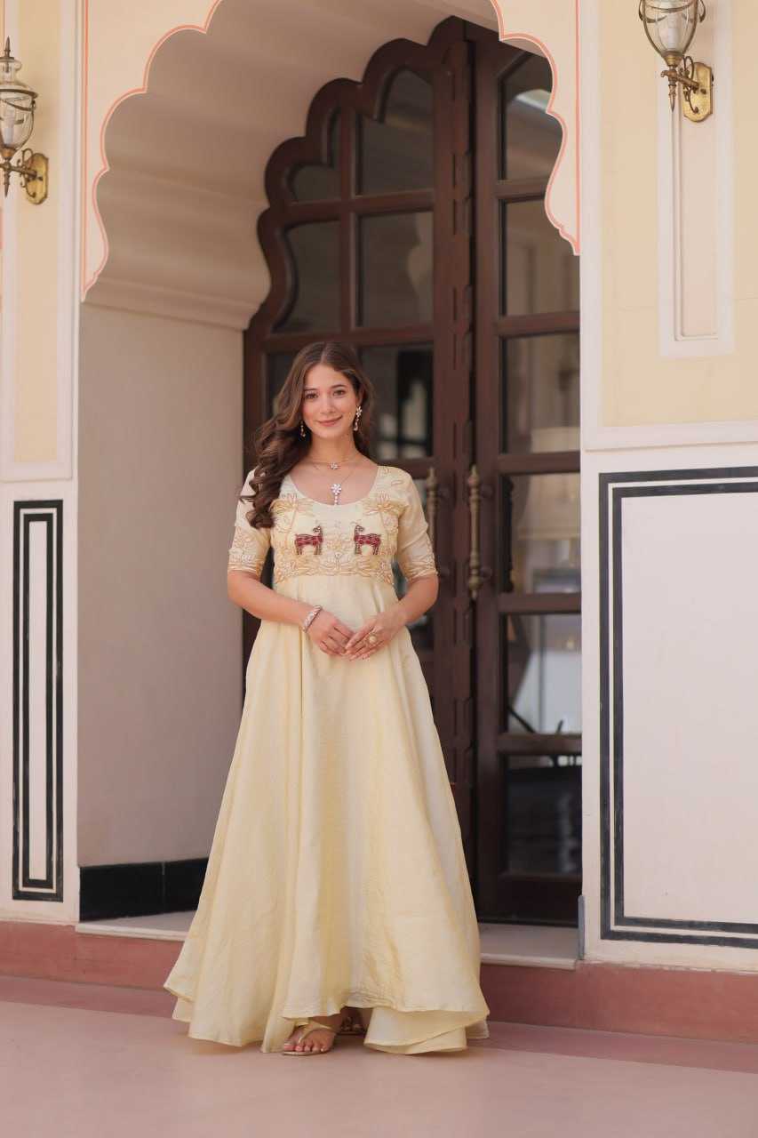 Ynf Soft Gold Crush KESH489 1176 Gowns Wedding Collections Festive Collections Wholesale Embroidery Gowns Party Wear Gowns Designer Gowns Manufacturer