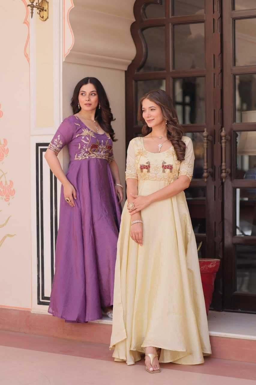 Ynf Soft Gold Crush KESH489 1176 Gowns Wedding Collections Festive Collections Wholesale Embroidery Gowns Party Wear Gowns Designer Gowns Manufacturer