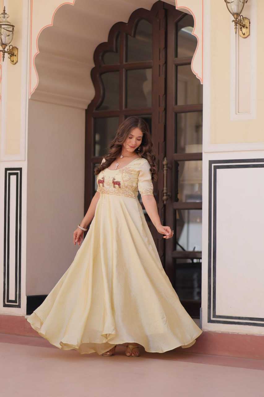 Ynf Soft Gold Crush KESH489 1176 Gowns Wedding Collections Festive Collections Wholesale Embroidery Gowns Party Wear Gowns Designer Gowns Manufacturer