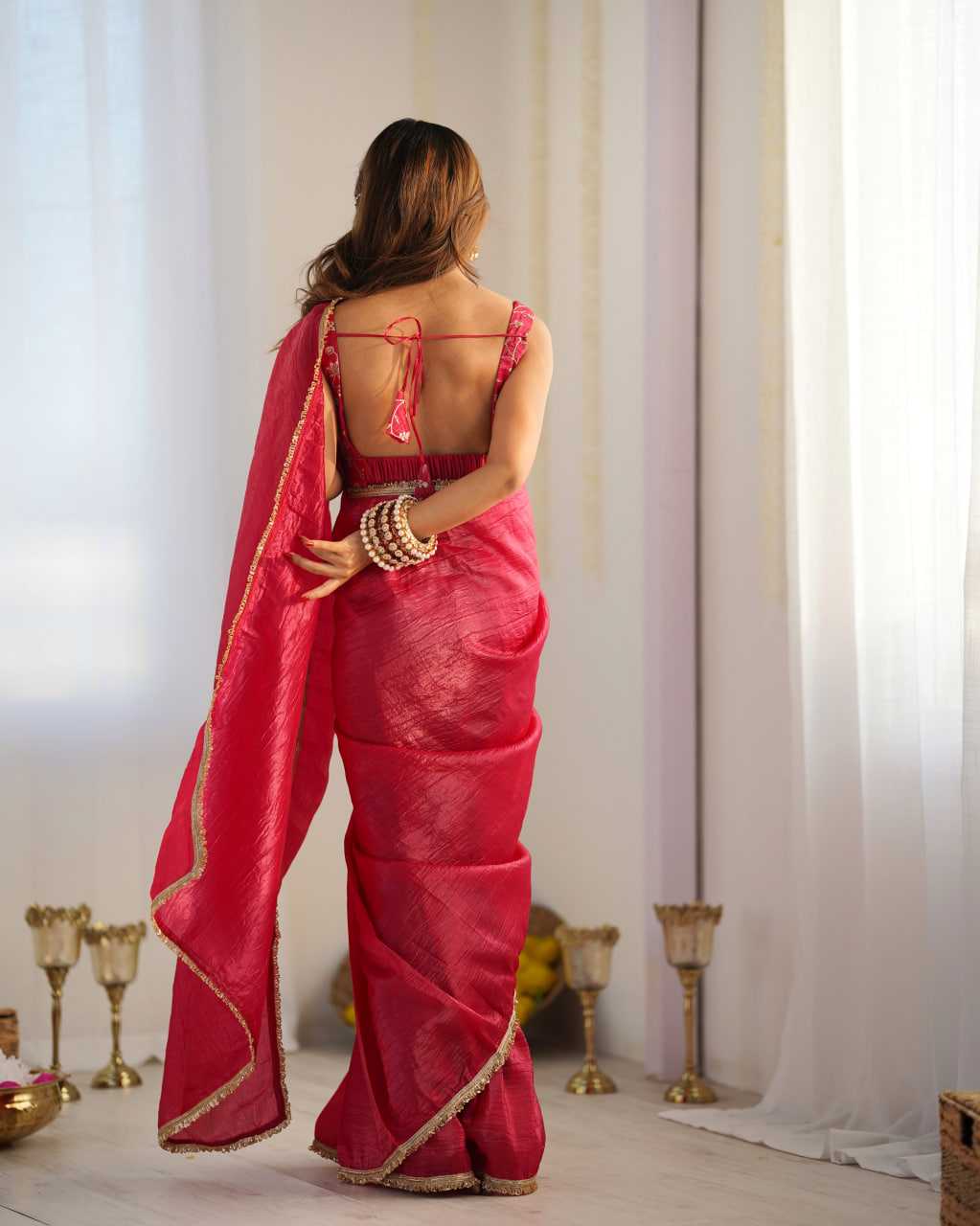 Ynf Soft Gold Crush KESH504 44 Sarees Wedding Collections Festive Collections Wholesale Ready To Wear Sarees Tissue Silk Saree Sarees With Blouse Manufacturer