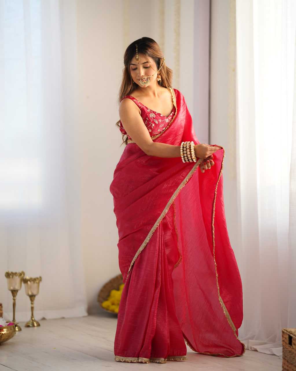 Ynf Soft Gold Crush KESH504 44 Sarees Wedding Collections Festive Collections Wholesale Ready To Wear Sarees Tissue Silk Saree Sarees With Blouse Manufacturer