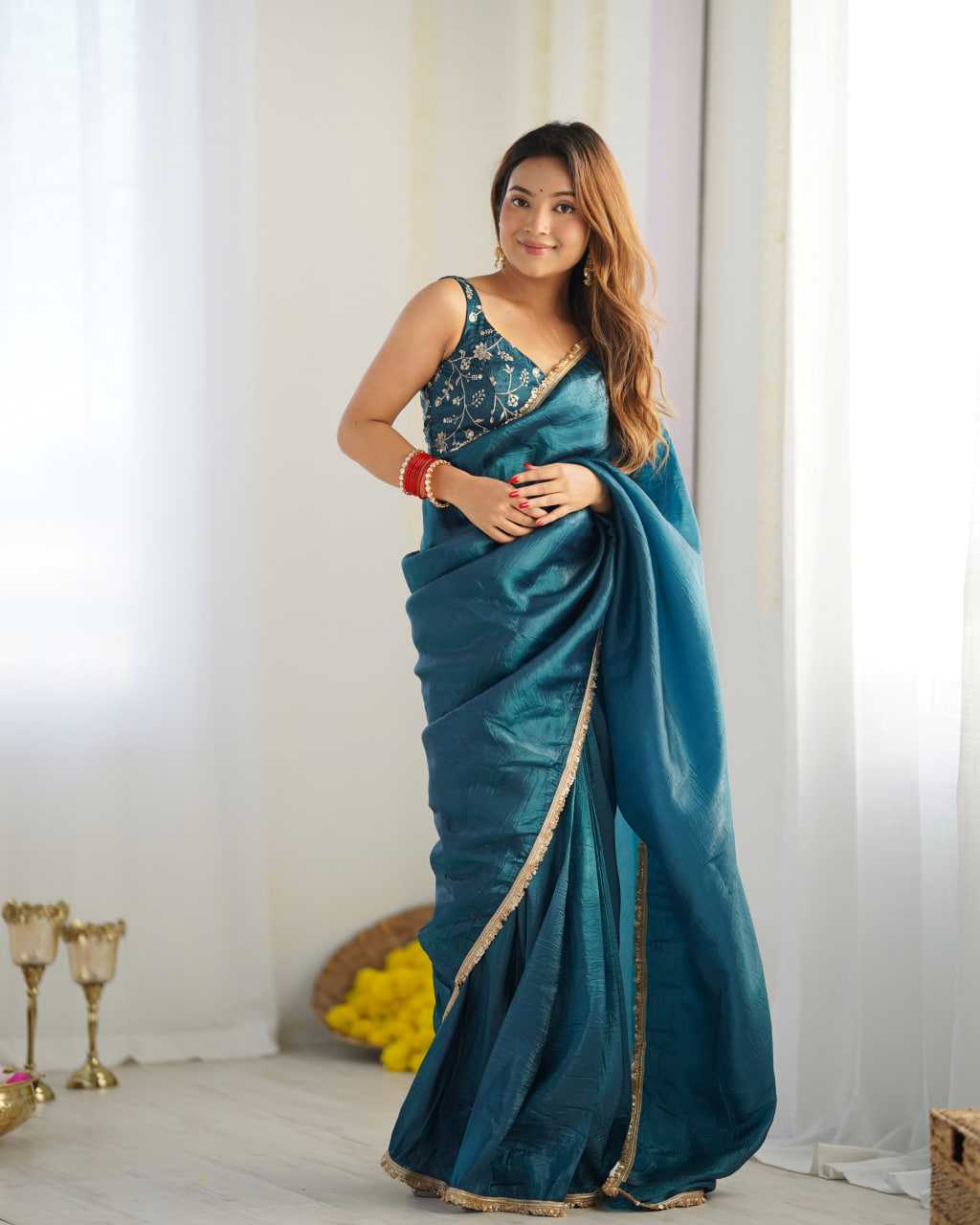 Ynf Soft Gold Crush KESH504 44 Sarees Wedding Collections Festive Collections Wholesale Ready To Wear Sarees Tissue Silk Saree Sarees With Blouse Manufacturer