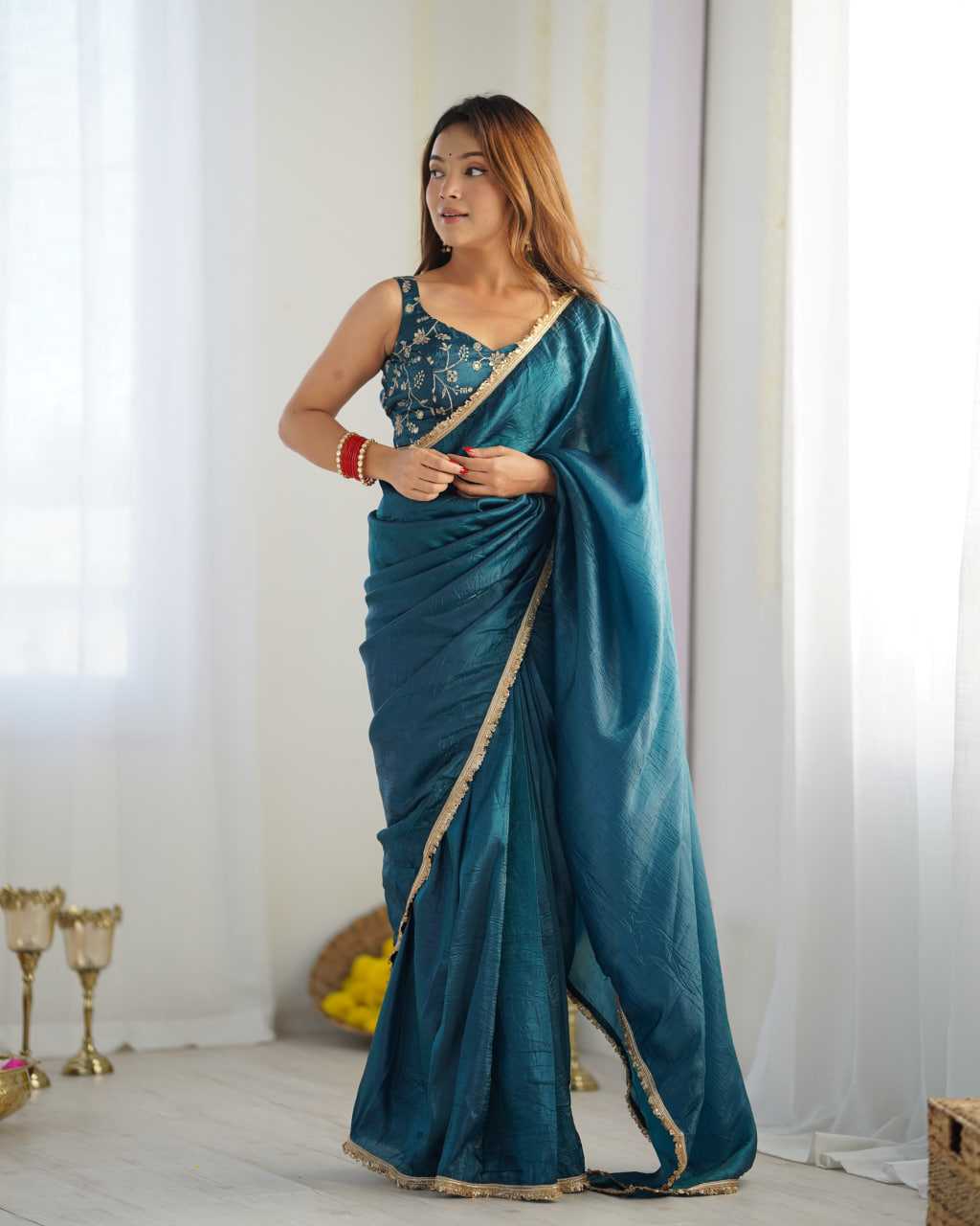 Ynf Soft Gold Crush KESH504 44 Sarees Wedding Collections Festive Collections Wholesale Ready To Wear Sarees Tissue Silk Saree Sarees With Blouse Manufacturer