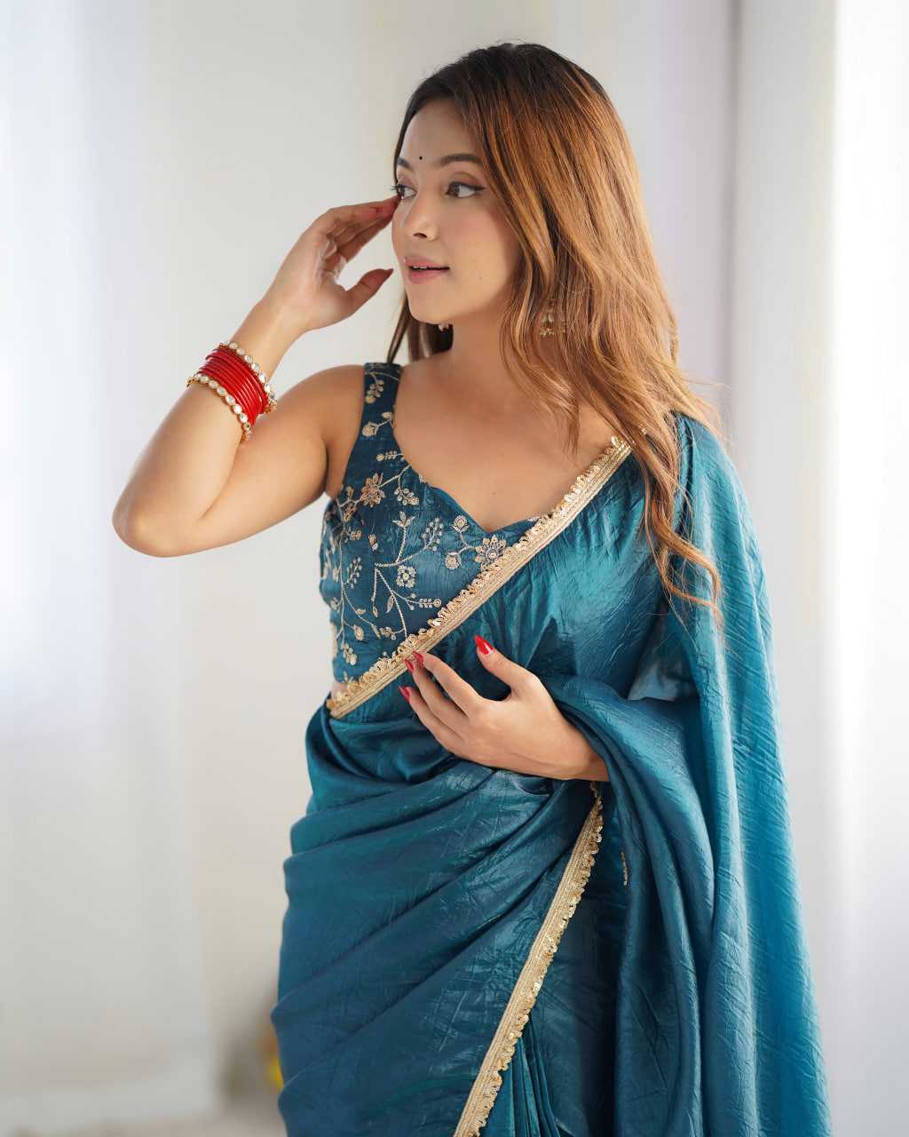 Ynf Soft Gold Crush KESH504 44 Sarees Wedding Collections Festive Collections Wholesale Ready To Wear Sarees Tissue Silk Saree Sarees With Blouse Manufacturer