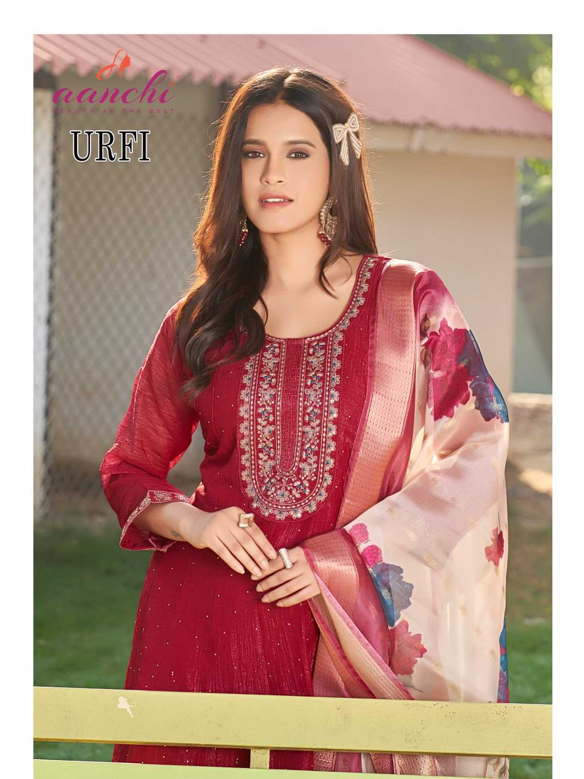 Ynf Soft Gold Crush RIN190 AANCHI URFI Setwise Collections Wholesale Dresses & Suits Catalogs Manufacturer