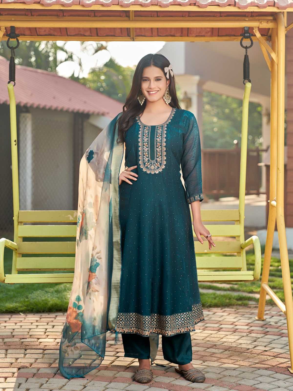 Ynf Soft Gold Crush RIN190 AANCHI URFI Setwise Collections Wholesale Dresses & Suits Catalogs Manufacturer