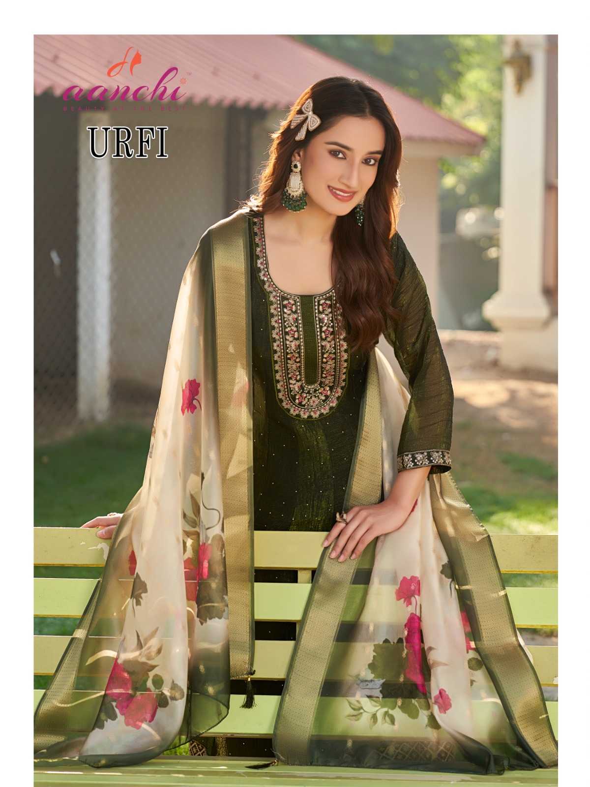 Ynf Soft Gold Crush RIN190 AANCHI URFI Setwise Collections Wholesale Dresses & Suits Catalogs Manufacturer