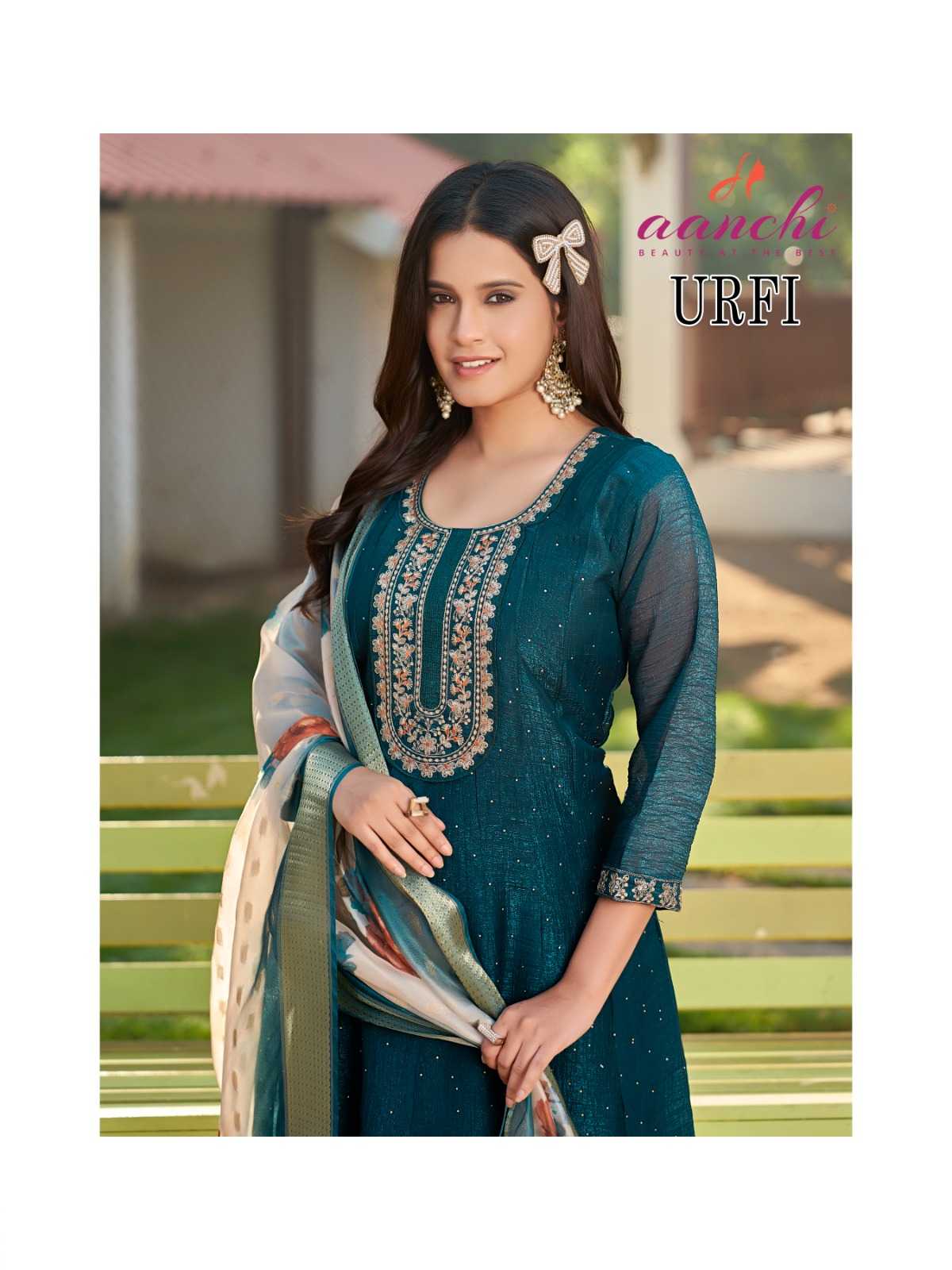 Ynf Soft Gold Crush RIN190 AANCHI URFI Setwise Collections Wholesale Dresses & Suits Catalogs Manufacturer
