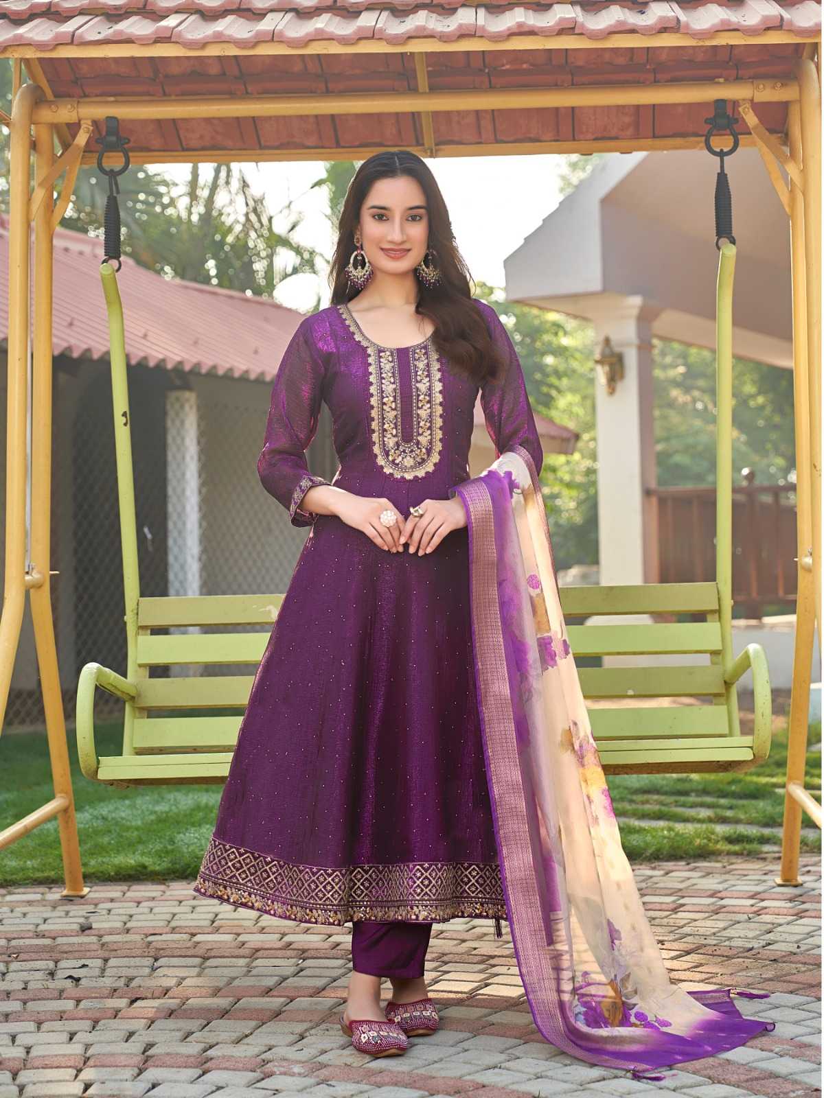 Ynf Soft Gold Crush RIN190 AANCHI URFI Setwise Collections Wholesale Dresses & Suits Catalogs Manufacturer