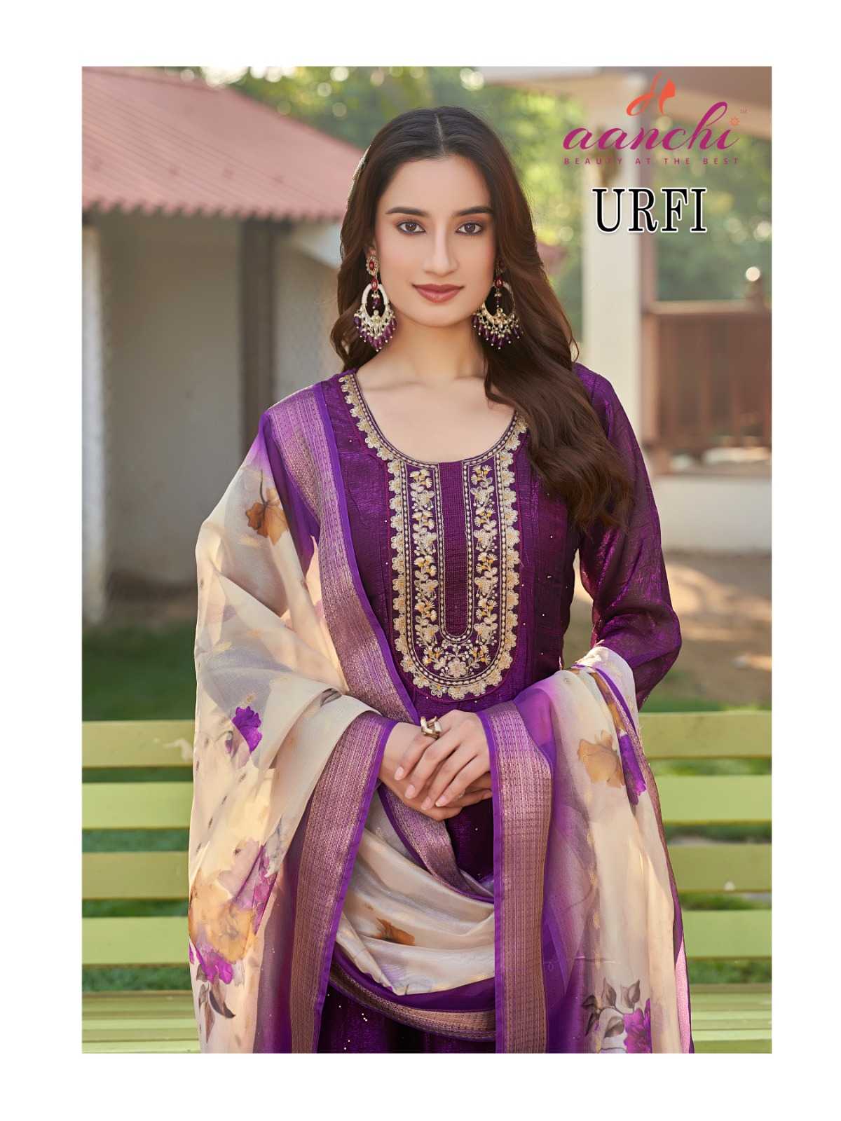 Ynf Soft Gold Crush RIN190 AANCHI URFI Setwise Collections Wholesale Dresses & Suits Catalogs Manufacturer