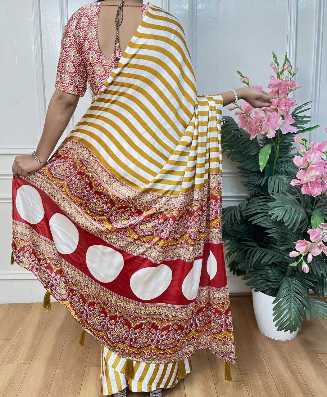 Ynf Soft Patola Silk RIN218 White Zibra Sarees Wholesale Party Wear Sarees Printed Sarees Ladies Sarees Manufacturer