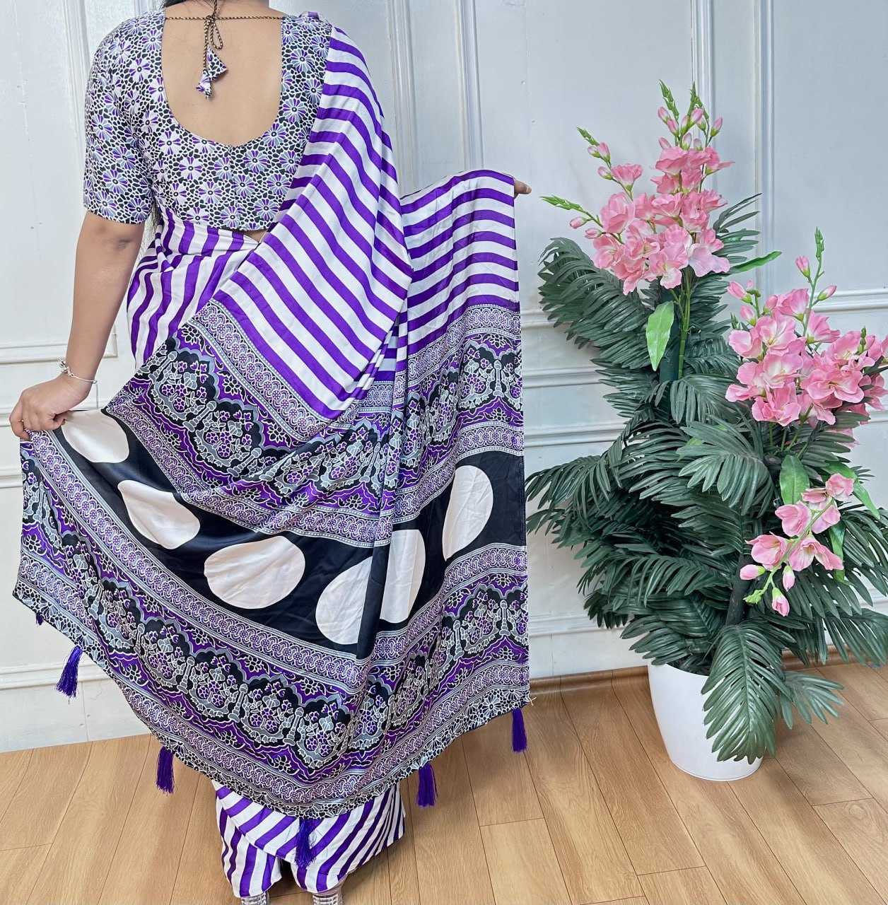 Ynf Soft Patola Silk RIN218 White Zibra Sarees Wholesale Party Wear Sarees Printed Sarees Ladies Sarees Manufacturer