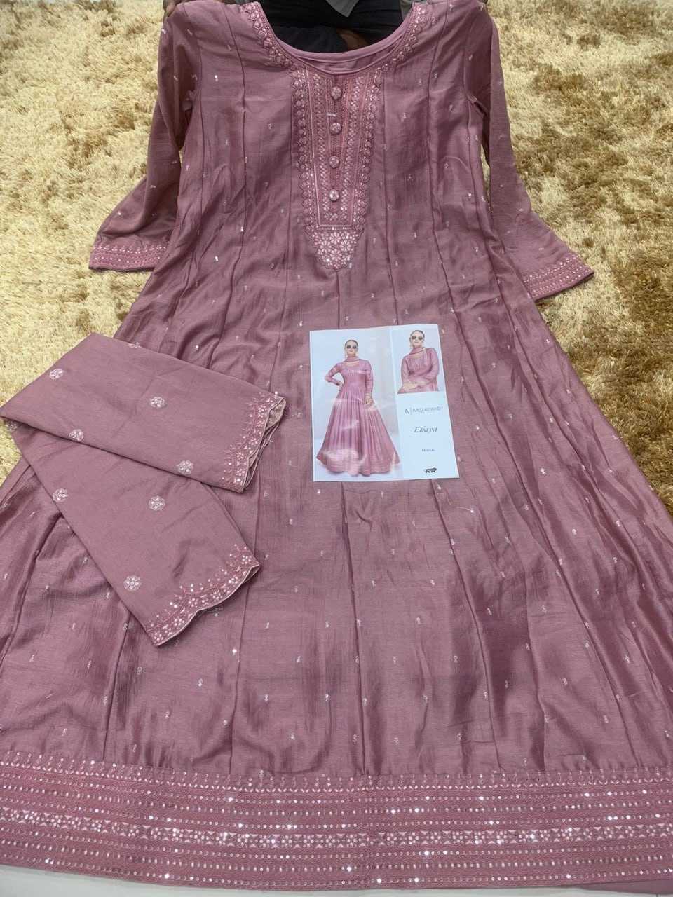 Ynf Soft Vichitra KESH504 10011 Gowns Wedding Collections Festive Collections Wholesale Embroidery Gowns Long Gowns Full Sleeve Gowns Manufacturer