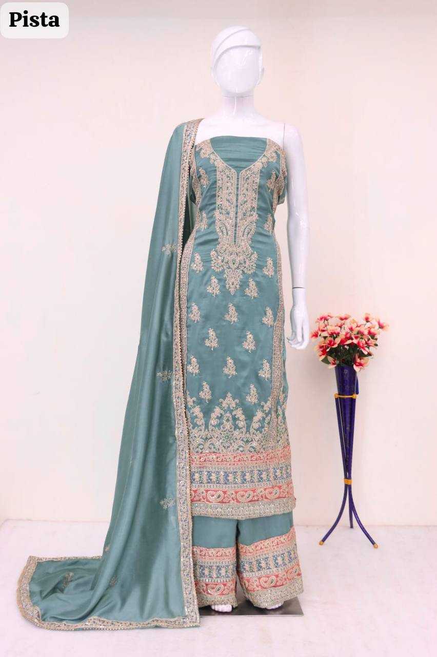 Ynf Soft Vichitra KESH504 1125 Suits & Dresses Wedding Collections Festive Collections Wholesale Palazzo Suit Semi Stitched Suits Wedding Outfits Manufacturer