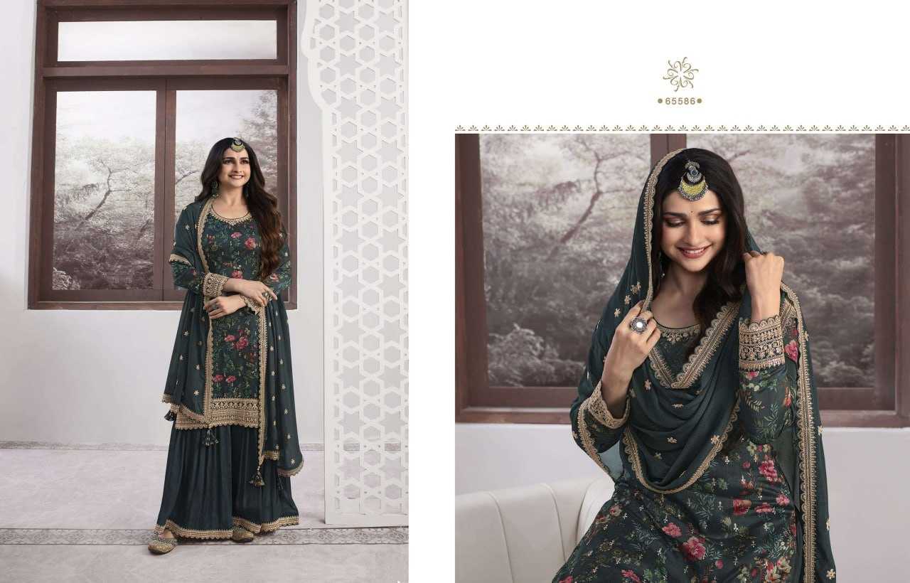 Ynf Soft Vichitra KESH504 65581 Suits & Dresses Wedding Collections Festive Collections Wholesale Printed Suits Embroidery Suits Palazzo Suit Manufacturer